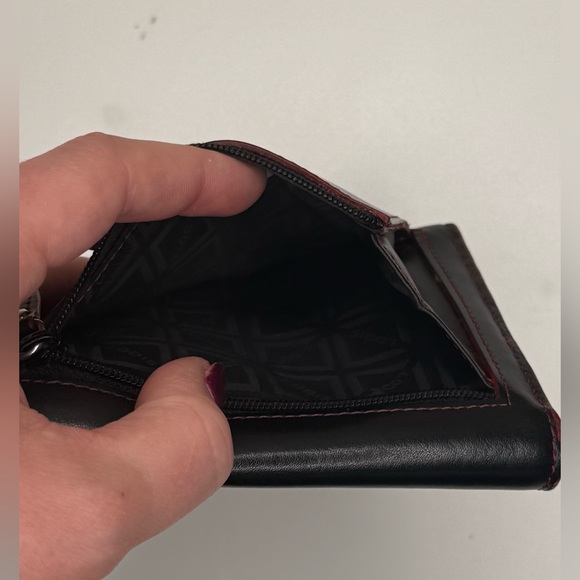 Lodis Genuine Leather Compact Trifold Wallet Black Red Designer Card Coin Purse - Picture 7 of 9